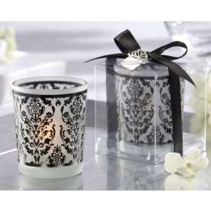 Damask Traditions Frosted Glass Tea Light Holder with Charm (Set of 24 