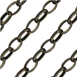  Antiqued Brass Plated Crosshatch Textured Chain 12x8.5mm 