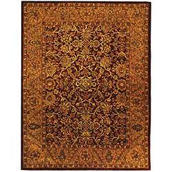 Handmade Taj Mahal Burgundy/ Gold Wool Rug (83 x 11)  