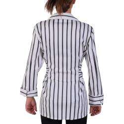 Jones New York Womens Striped 3/4 length Sleeve Belted Tunic Blouse 