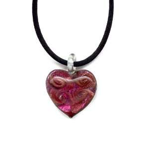  Pink Murano Glass Heart with Pure Platinum Leaf on 18 