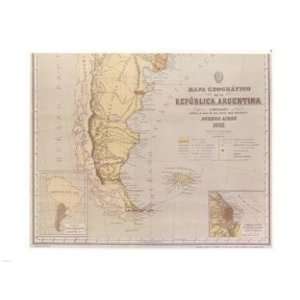   PPBPVP1256 Map of Argentina 1883  24 x 18  Poster Print Toys & Games