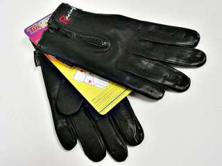 Driving Gloves Black Leather Racing Glove Zip Close Large Motorcycle 