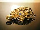 Vintage Rhinestone Gold Metal Turtle Avon Brooch Pin
