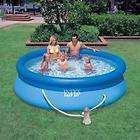swimming pool set with filter pump ready for water in