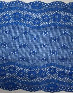 COBALT BLUE galloon stretch lace 6.25 wide BTY  
