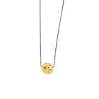 14k Two Tone Gold Puff Circle Springlock Necklace 18in