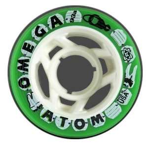  Omega 93A Roller Derby Skate Wheels (4 Pack) Green / White 