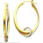 FindingKing 14K Two Tone Gold Loop Hoop Earrings Ear Jewelry