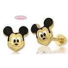 Disneys 14k Yellow Gold Mickey Mouse Post Earrings with Enamel
