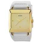 Axcent Loud Mens Watch with White Band and Gold Case