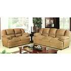  Quality 2 pc Beige microfiber fabric upholstered sofa and love seat 