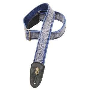   Cotton Guitar Strap with Worn torn Treatment,Blue Musical Instruments