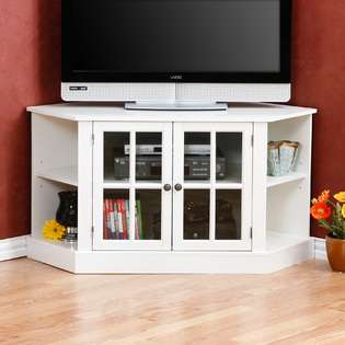   42 Traditional style Corner TV/Media Stand Console, White Finish