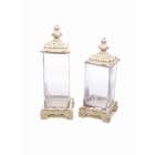 CC Home Furnishings Set of 2 Country Bistro Clear Glass Canisters with 