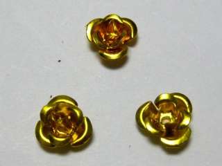 200 Golden Aluminum Metal Rose Flower Beads 6mm Finding  
