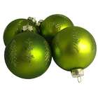   Pack of 4 Matte Green Glitter Tree Glass Ball Christmas Ornaments 2.5