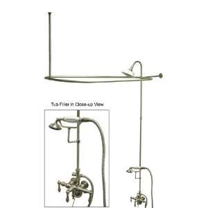   Spout clawfoot tub filler and shower enclosure kit