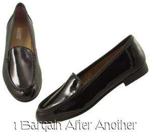   Silhouettes Ladies Black Patent Loafer Flats Shoes Size 8 WW  
