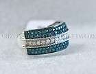 ACN♥ 1.00 ctw BLUE & WHITE DIAMOND 10k White Gold BAND RING Size 