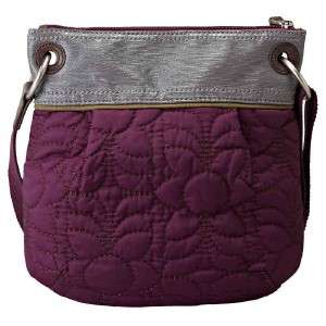 New~ FOSSIL Key Per Purple & Silver Quilted Vintage Crossbody Handbag 