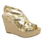 Glo Womens Janelle Strappy Wedge Sandal   Gold