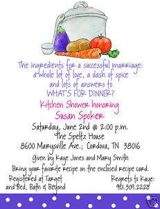 Recipe freezer Kitchen Bridal Baby Shower Invitation  