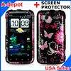 Pink Heart Bling Hard Case Cover HTC Sensation 4G +LCD  