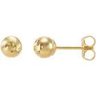   Yellow Gold 07.00 Mm Pair Diamond Cut Faceted Ball Earring With Backs