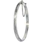   Silver Floral Engraved Thin Bangle Bracelet 3/16 in. (5 mm) wide