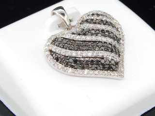   GOLD HEART LOVE BLACK WHITE DIAMOND PENDANT CHARM FOR NECKLACE  