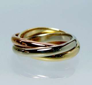   Cartier 18K Gold Tri Color Trinity Rolling Rings Sz5 Euro50  