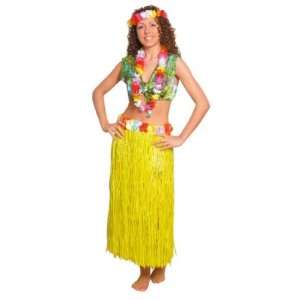  Ukps Flowered Hawaiian Hula Skirt Yellow In Plastic Length 