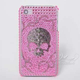 Skull bone design with pink background bling case for Iphone4G 4S US 