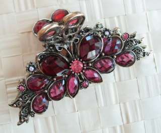 VARY COLORS SWAROVSKI CRYSTAL BIG BUTTERFLY HAIR CLAW CLIP 874 VINTAGE 