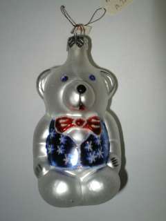 Christmas Ornament Teddy Bear Made in Poland Glass New  