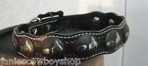 Custom Leather Western Cutting Horse Decor Dog Collar  
