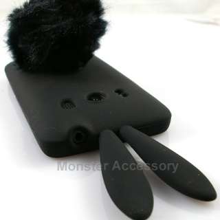 Black Bunny Soft Skin Gel Silicone Case Cover For HTC Evo 4G  