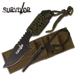   TANG SURVIVAL FIRE STARTER HUNTING CAMPING KNIFE W/ FLINT #106321G