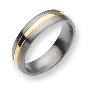  Titanium 14k Gold Inlay 6mm and Polished Band TB140 9.5 