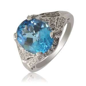  Natural White Round Diamond (SI Clarity, GH Color) and Blue Topaz 