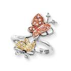 Katarina 10K Tri Color Gold 0.15 ct. Diamond Butterfly Ring
