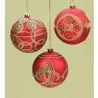 Roman Pack of 6 Red Glass Ball Christmas Ornaments with Celtic Irish 