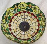 unsigned vintage table lamp leaded stained glass shade 16 flowers 