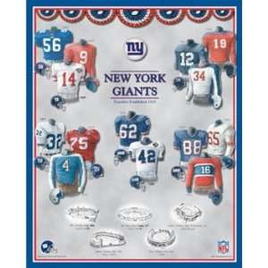  New York Giants 11 x 14 Uniform History Plaque