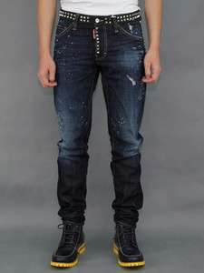 DSQUARED 12SS NWT 16.5CM EASY COOL GUY STUDDED DENIM JEANS 2427  