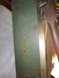 ANTIQUE CAST IRON AND PAINTED WOOD PUMP. THIS WAS USED IN A CISTERN 