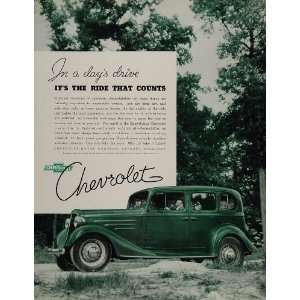 1934 Vintage Ad Green Chevrolet Chevy Car Automobile   Original Print 