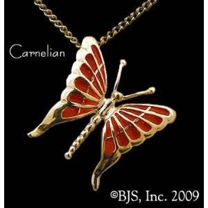  Enameled Butterfly Necklace, 14k Yellow Gold, 18 gold filled cable 