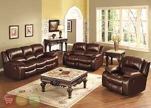 Brown Leather Reclining Sofa & Love Seat Couch Set NEW  